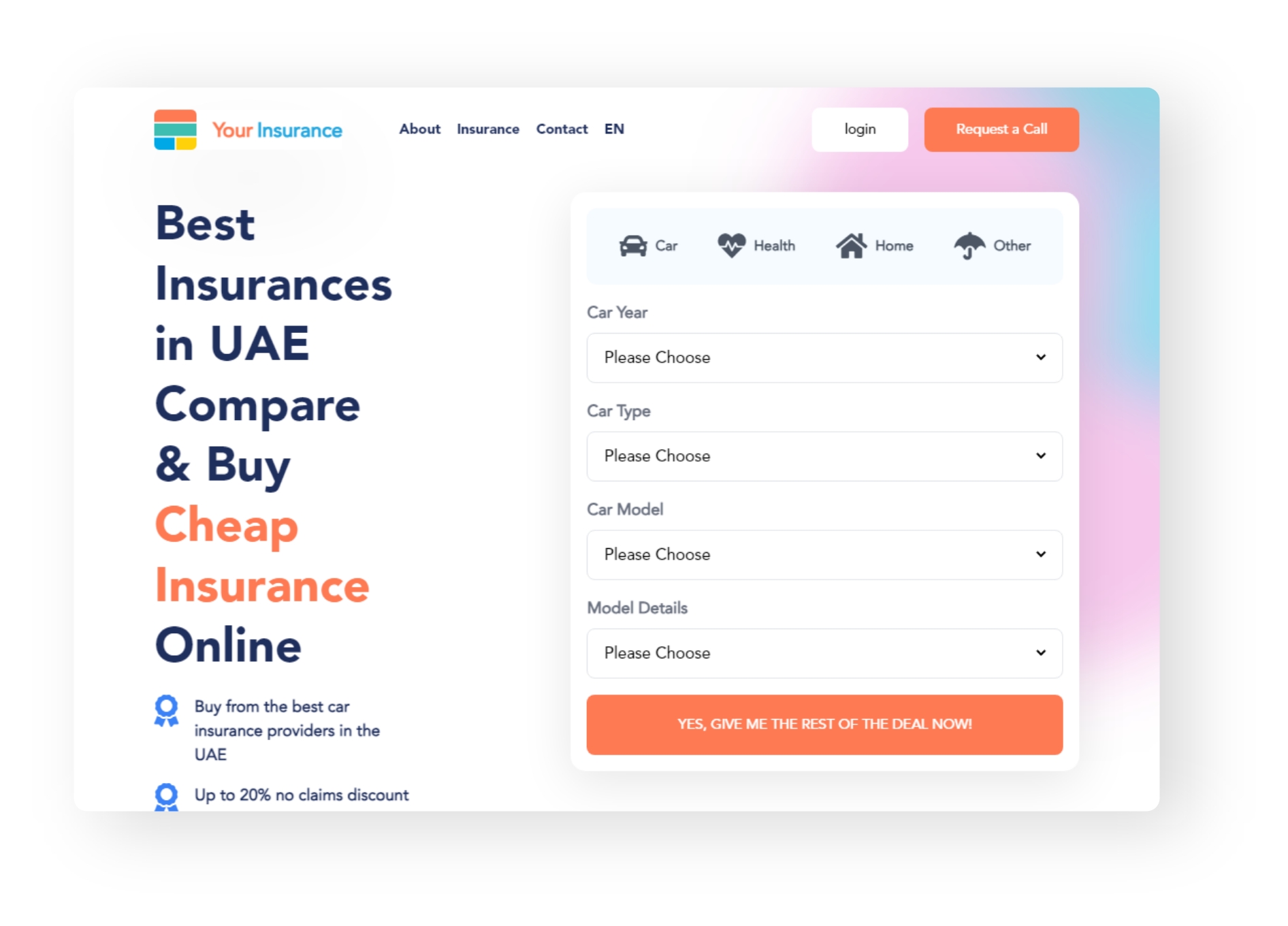 Insurance Company Landing page